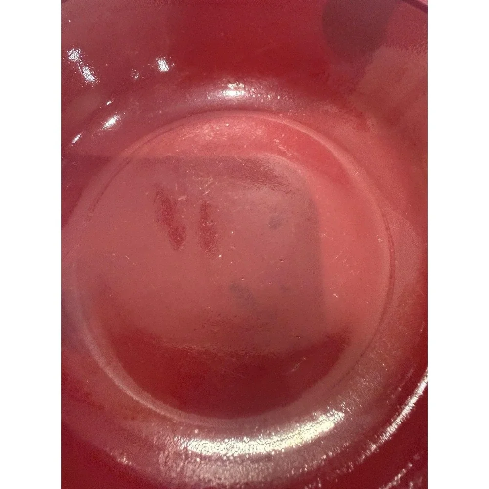 Hazel Atlas Moderntone Burgundy Rimless Low Berry Bowl 4 3/4